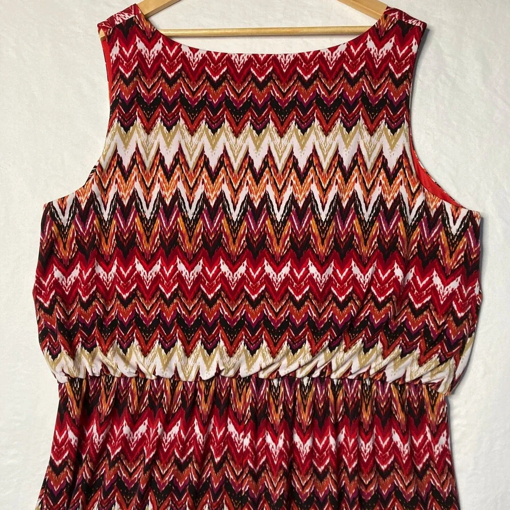 VTG Shelby Palmer Blouson Chevron Maxi Dress Womens 24 24W Plus Maximalist $89
